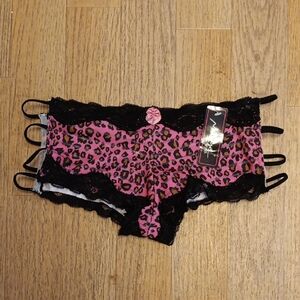 Pink Leopard Print Lace Panties